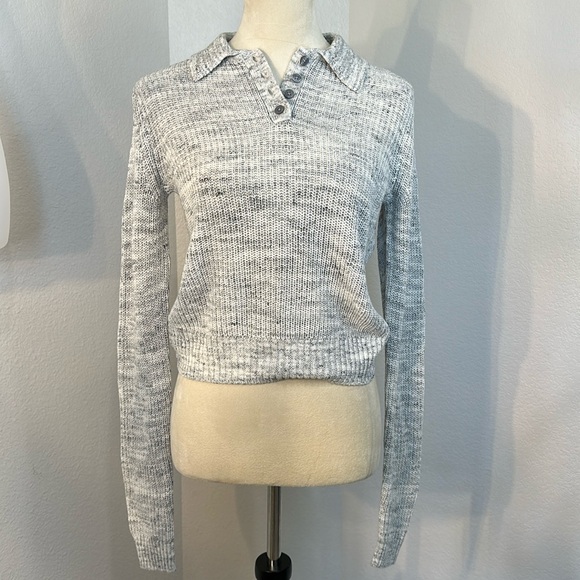 American Eagle Heather Gray Polo Knit Sweater Size Small NWOT - Picture 2 of 9